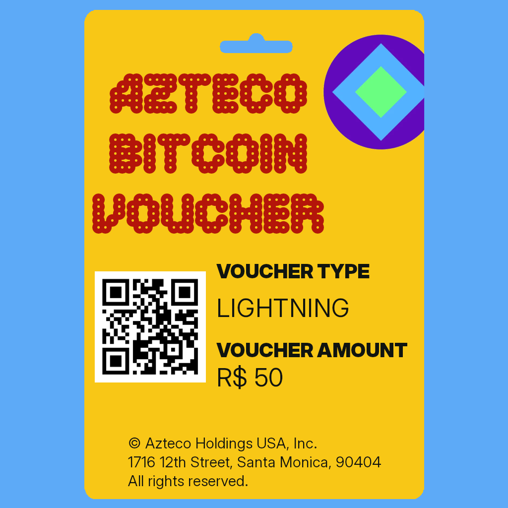 Cartão Presente Azteco Bitcoin - Lightning - R$ 50,00 Digital