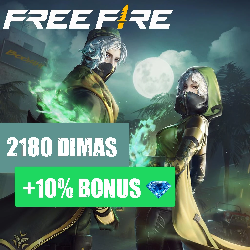 Free Fire - 2180 Diamantes + 10% de Bônus R$87.99 código digital imediato