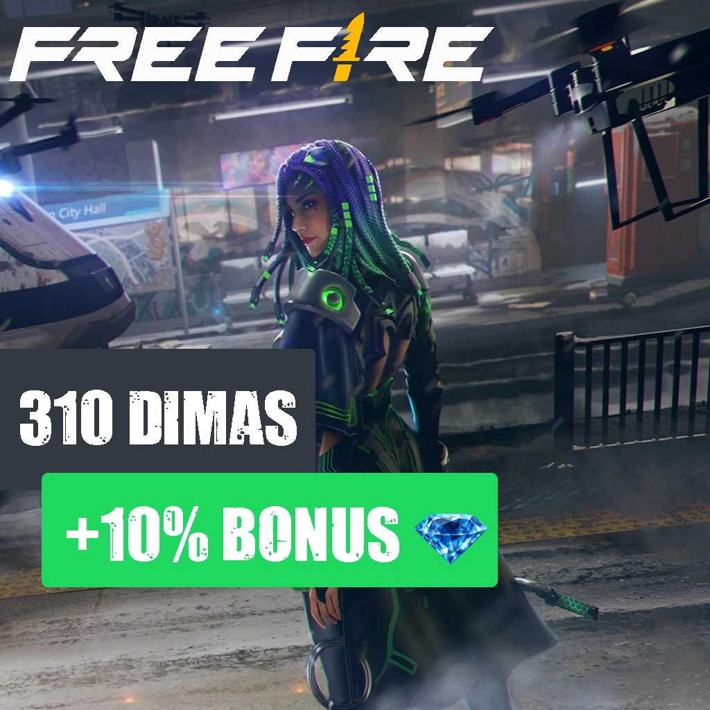 Free Fire - 310 diamantes + 10% de Bônus R$13.99 código digital imediato