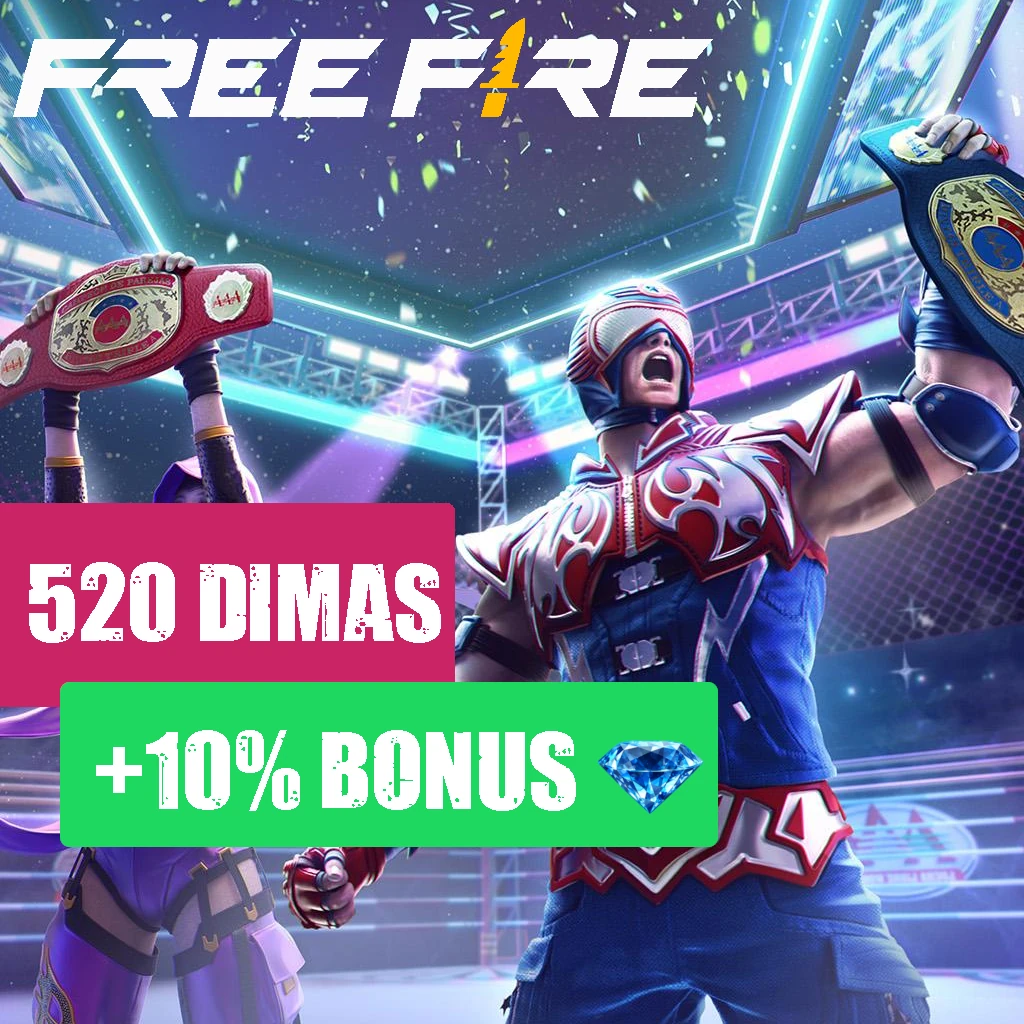 Free Fire - 520 diamantes + 10% de Bônus R$20.99 código digital imediato
